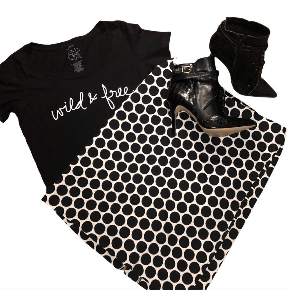 New York and company white skirt black polka dots